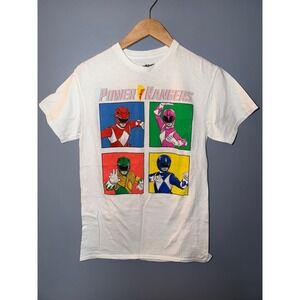 Power Rangers Graphic T-Shirt Mens Small White Hasbro 2021 Mighty Morphin Tee